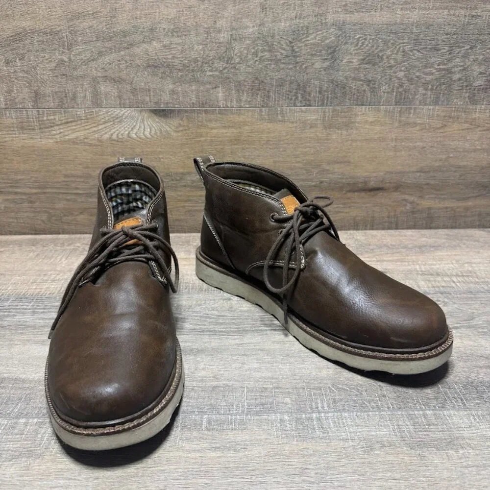 Buffalo David Bitton Brown Faux Leather Chukka Boots Men's Size 13